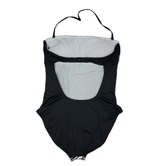 Kenneth Cole Black & White Swimsuit Womens Sz S 1 Pc Geometric Removable Strap - Picture 3 of 7